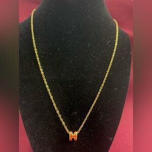 Upcycled and Stamped Necklace with Iconic Orange Charm